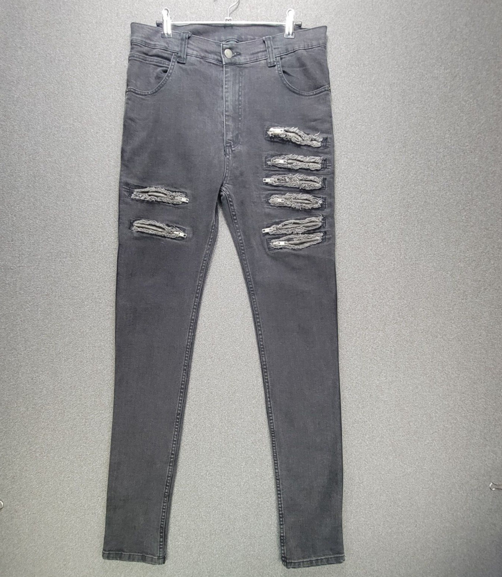 Army of Me Size 31 Washed Black Skinny Jeans Zipper Details